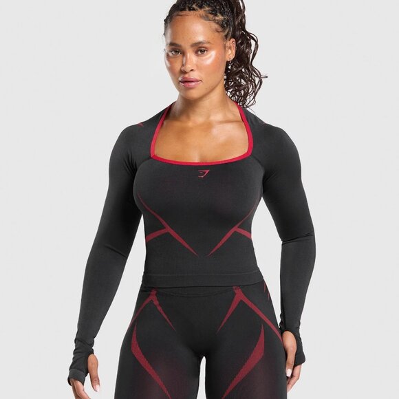 gym shark Apex Lift Seamless Long Sleeve Crop Top size s - Picture 1 of 3